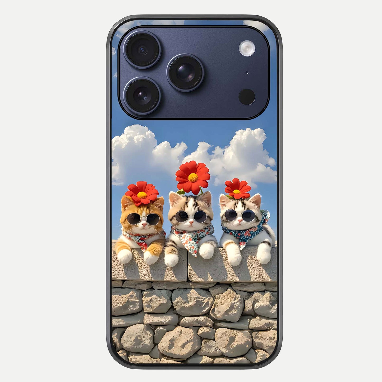 Floral Kitty Squad Glass Case For iPhone 17 Pro by Custom World