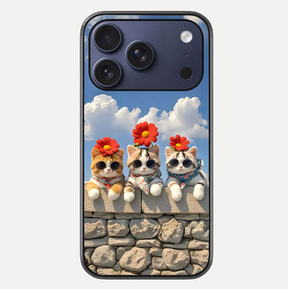 Floral Kitty Squad Glass Case For iPhone 17 Pro by Custom World