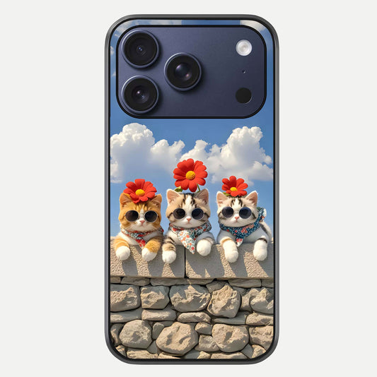 Floral Kitty Squad Glass Case For iPhone 17 Pro by Custom World