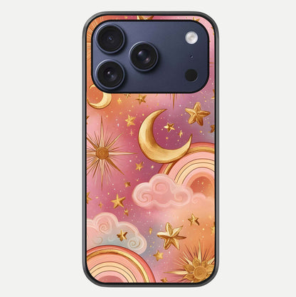 Golden Celestial Dreams Glass Case For iPhone 17 Pro by Custom World