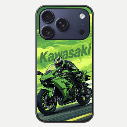 Green Kawasaki Glass Case For iPhone 17 Pro by Custom World