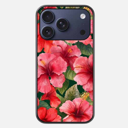Hibiscus Pattern Glass Case For iPhone 17 Pro by Custom World