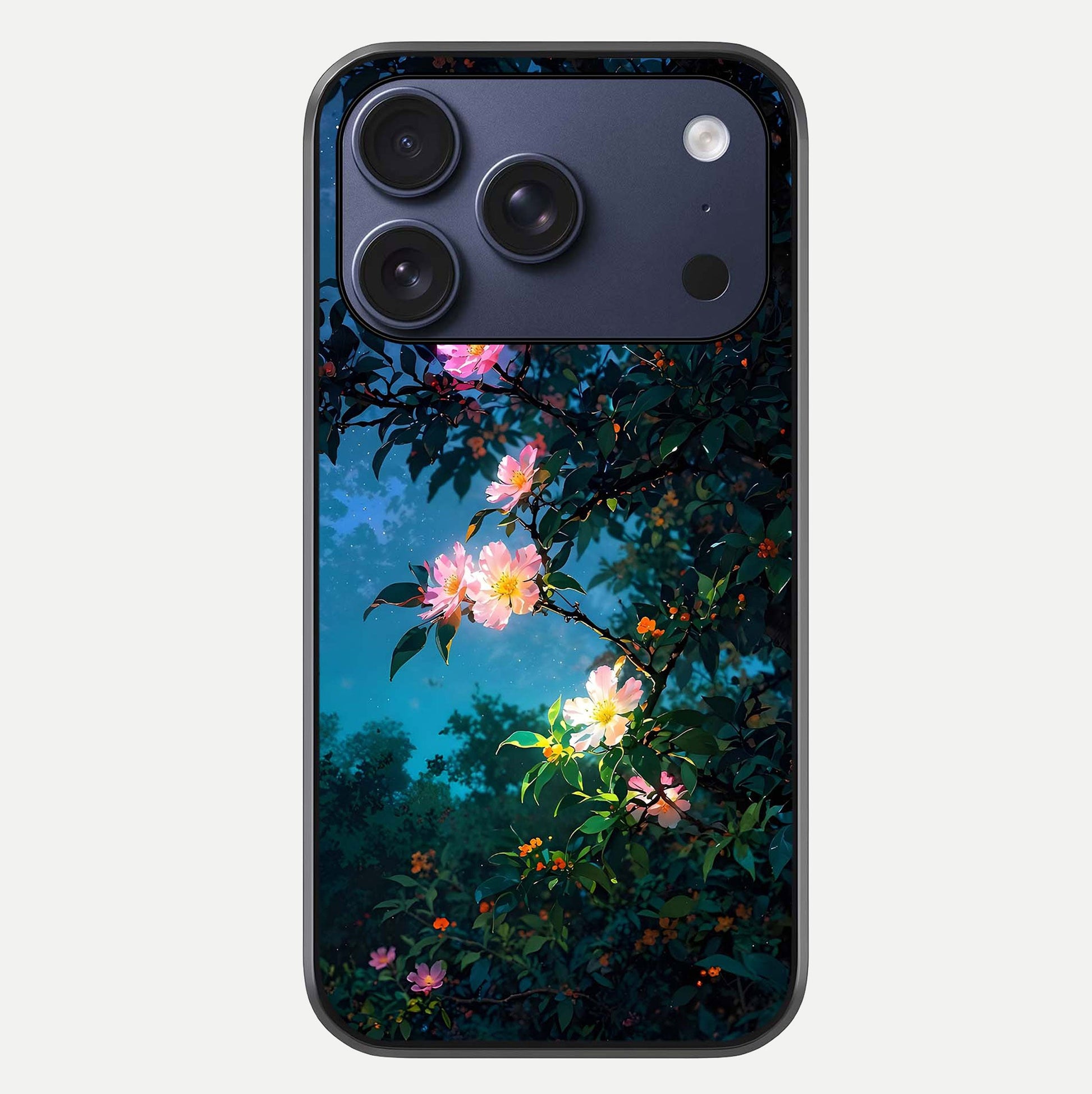 Midnight Bloom Glow Glass Case For iPhone 17 Pro by Custom World