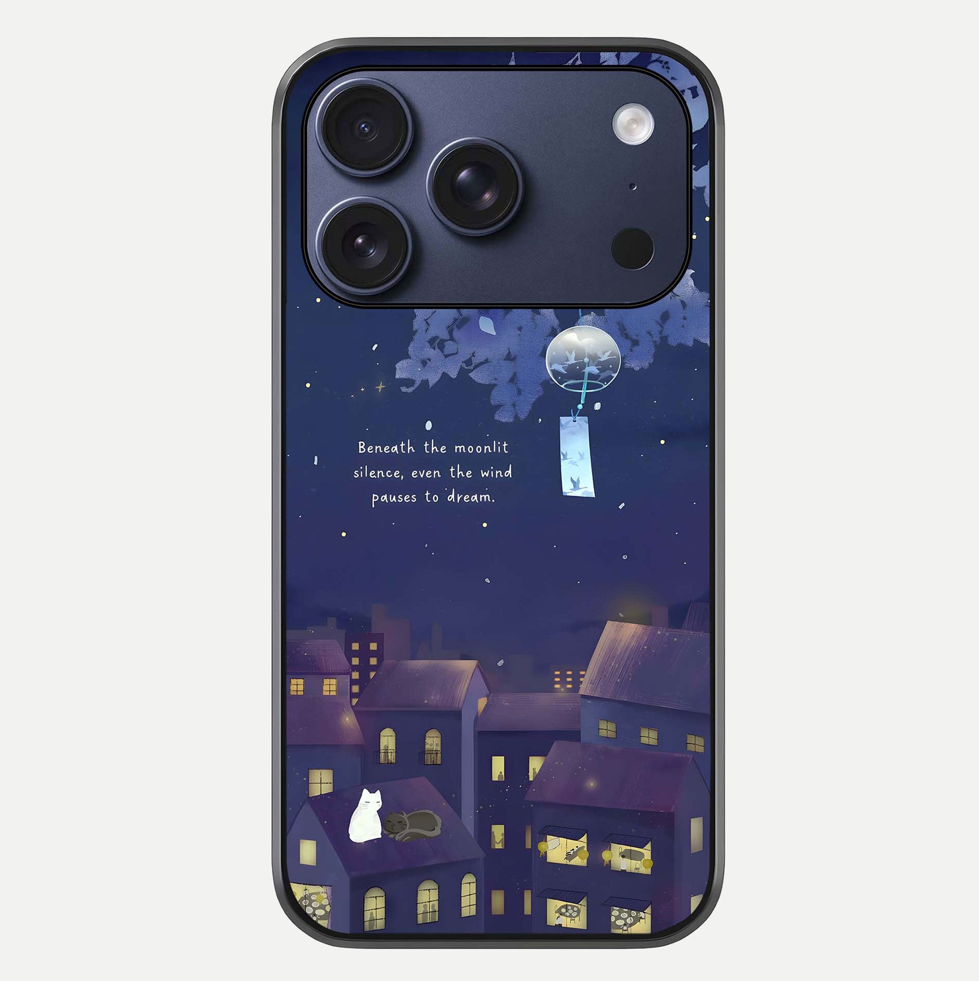 Moonlit Cat Silence Glass Case For iPhone 17 Pro by Custom World