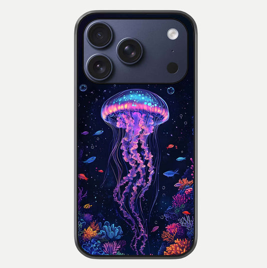 Neon Jellyfish Glass Case For iPhone 17 Pro by Custom World