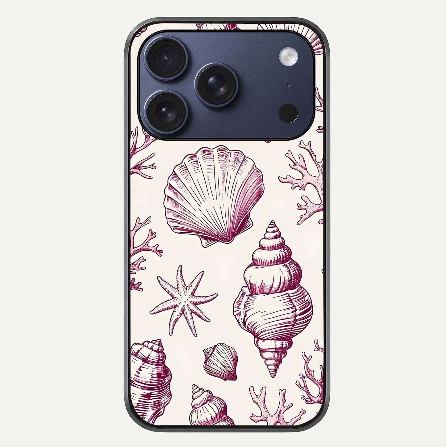 Pink Shells Outline Glass Case For iPhone 17 Pro by Custom World