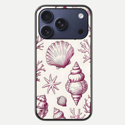 Pink Shells Outline Glass Case For iPhone 17 Pro by Custom World