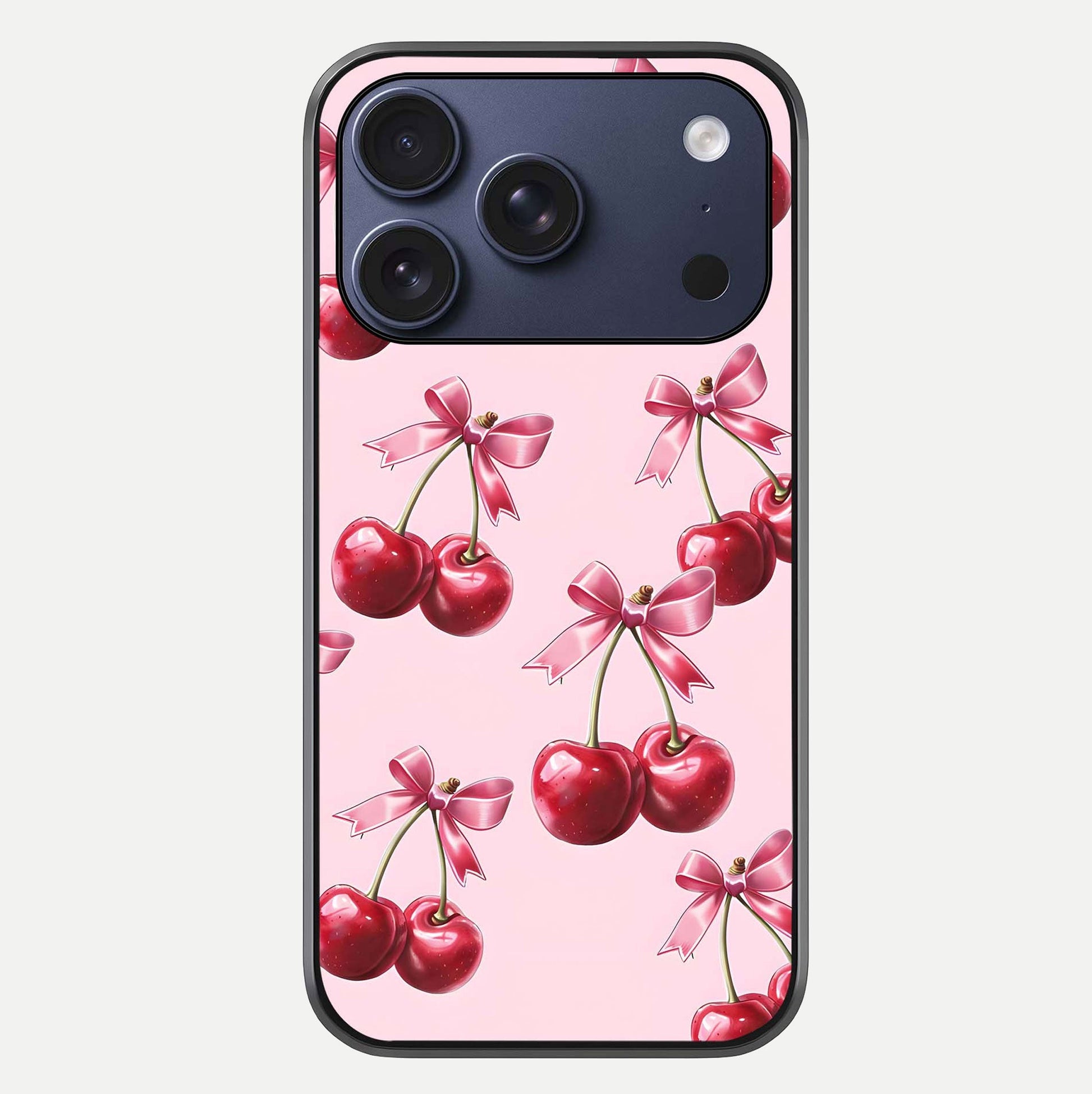 Red Cherries Pattern Glass Case For iPhone 17 Pro by Custom World