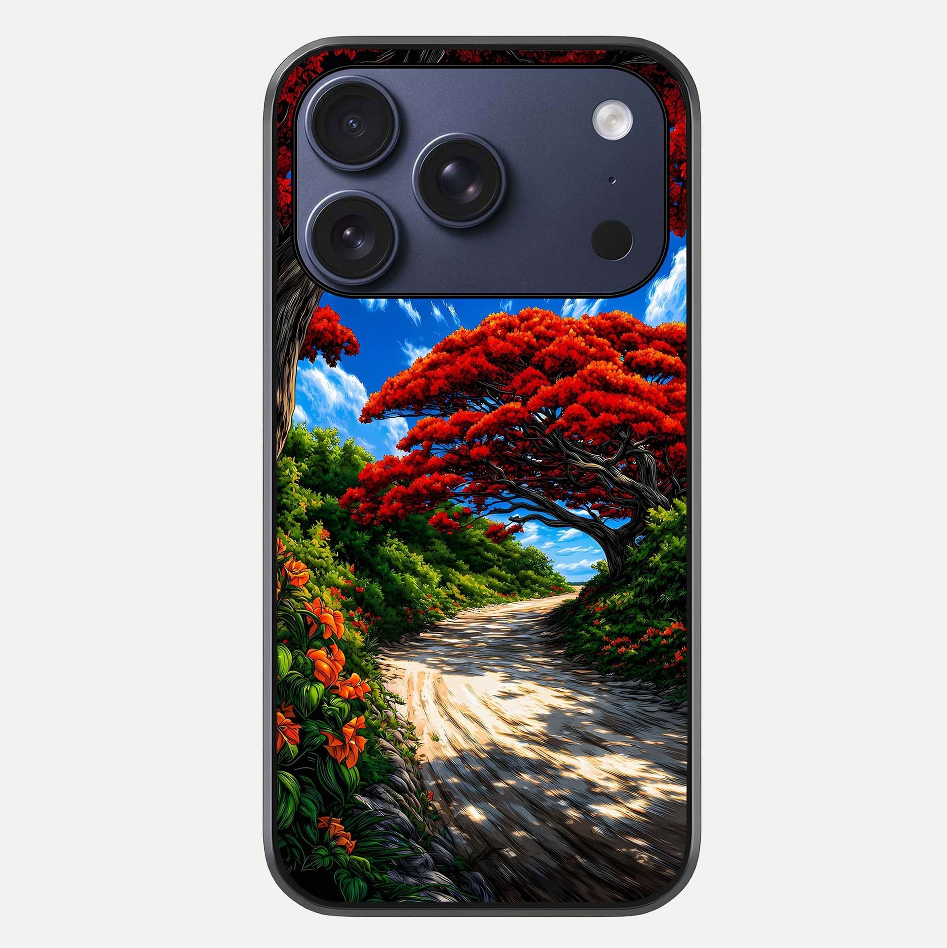 Red Trees Pathway Glass Case For iPhone 17 Pro by Custom World