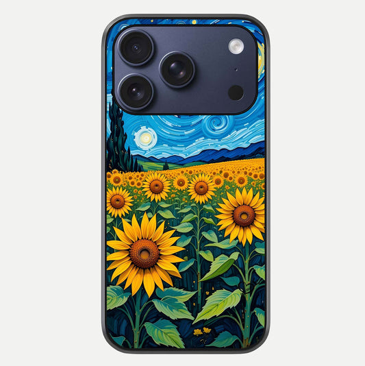 Starry Sunflower Dreams Glass Case For iPhone 16 Pro by Custom World