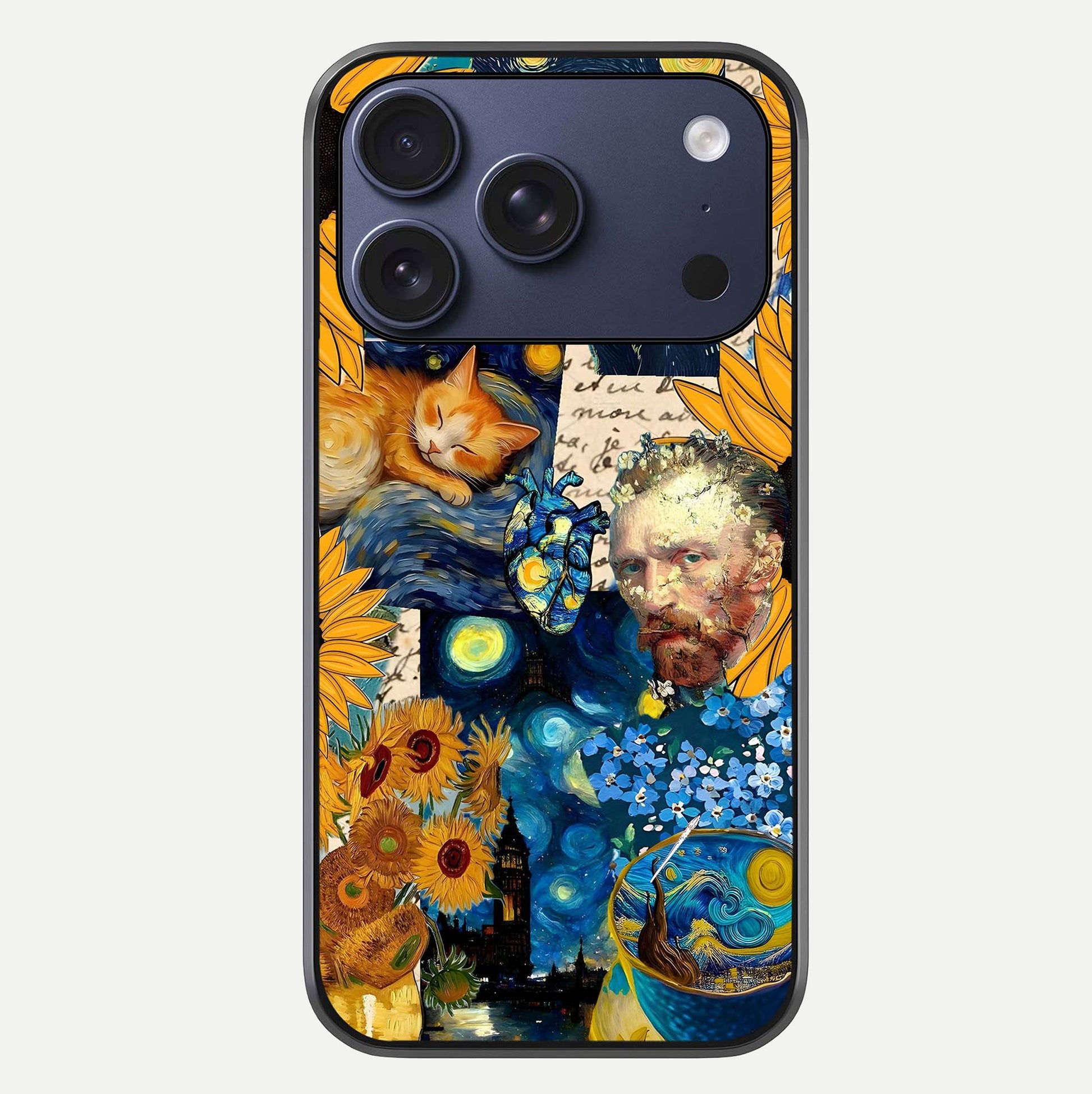 Sunflower Cat Art Glass Case For iPhone 17 Pro by Custom World