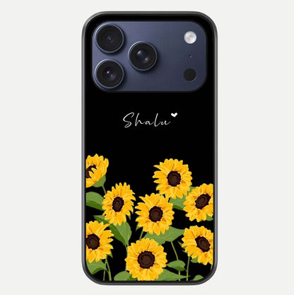 Sunflower Chic Mood Custom Name Glass Case For iPhone 17 Pro by Custom World