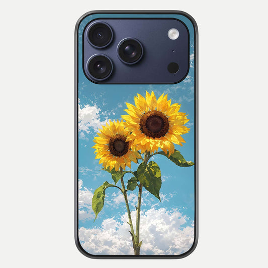 Sunflower Sky Bloom Glass Case For iPhone 17 Pro by Custom World