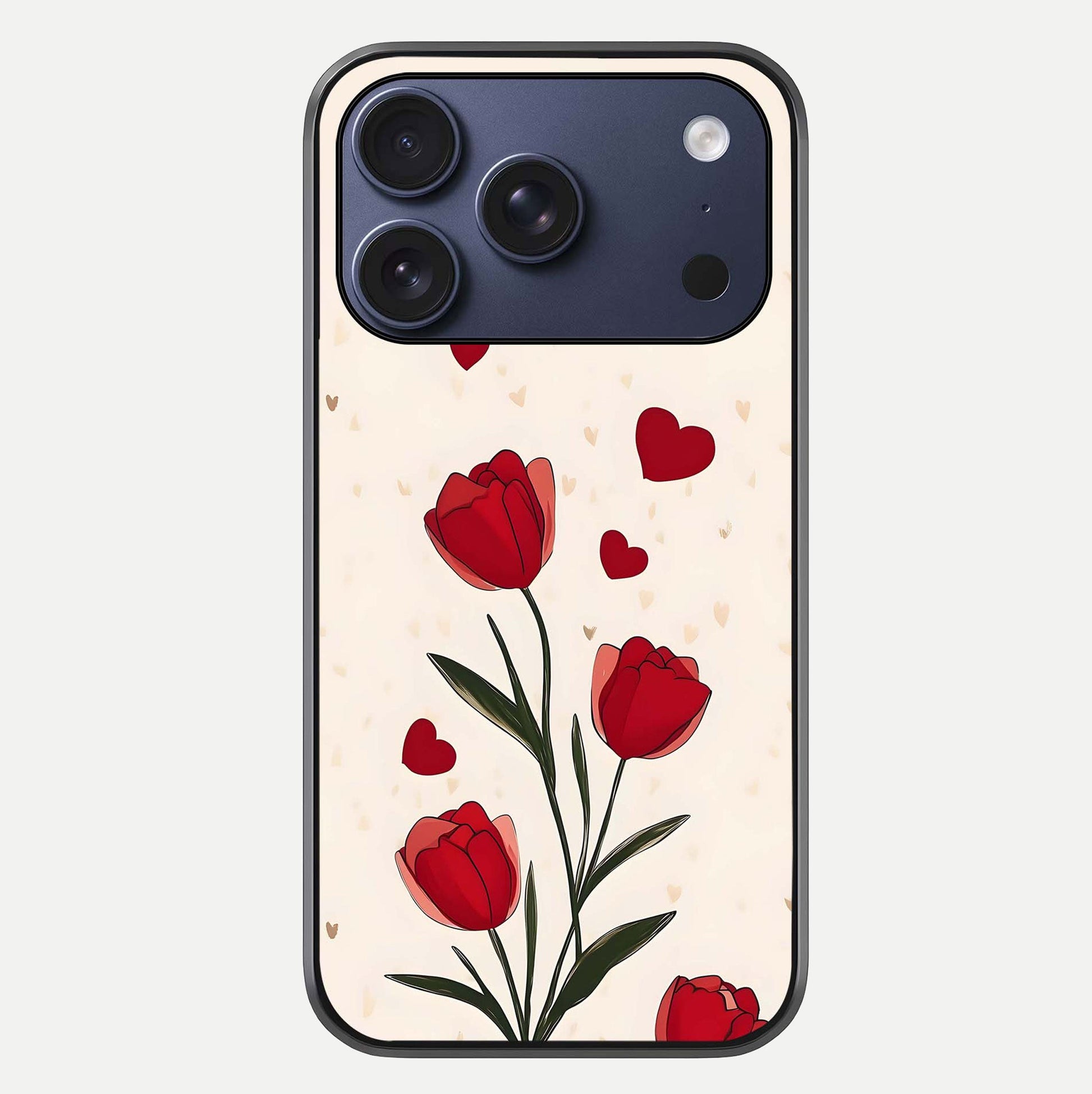 Tulip With Heart Glass Case For iPhone 16 Pro by Custom World