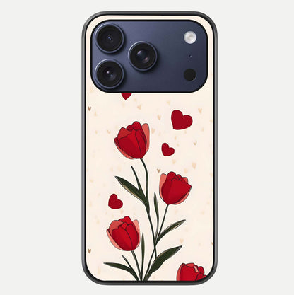 Tulip With Heart Glass Case For iPhone 16 Pro by Custom World