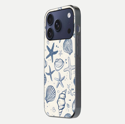 Blue Ocean Outline Glass Case for iPhone 17 Pro side-angle view showing clear edge lines and oceanic blue glow