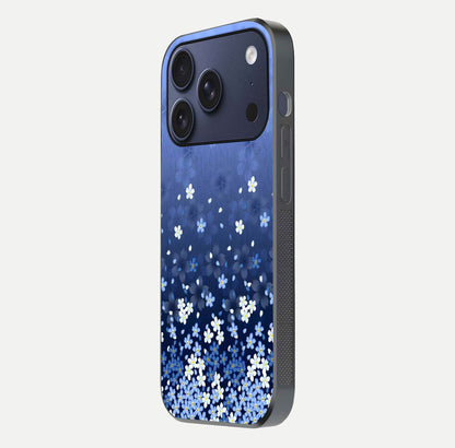 Blue Starry Glass Case for iPhone 16 Pro side-angle photo showing light reflection and detailed star pattern