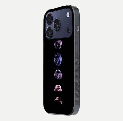 Crimson All Planets Glass Case for iPhone 17 Pro side-angle photo capturing edge glow and glass reflection