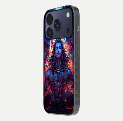 Divine Fire Shiv Glass Case for iPhone 17 Pro side-angle image showing reflection clarity and shine