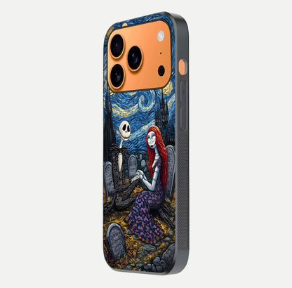 Eternal Night Love Glass Case for iPhone 17 Pro side-angle photo showing edge shine and soft reflection