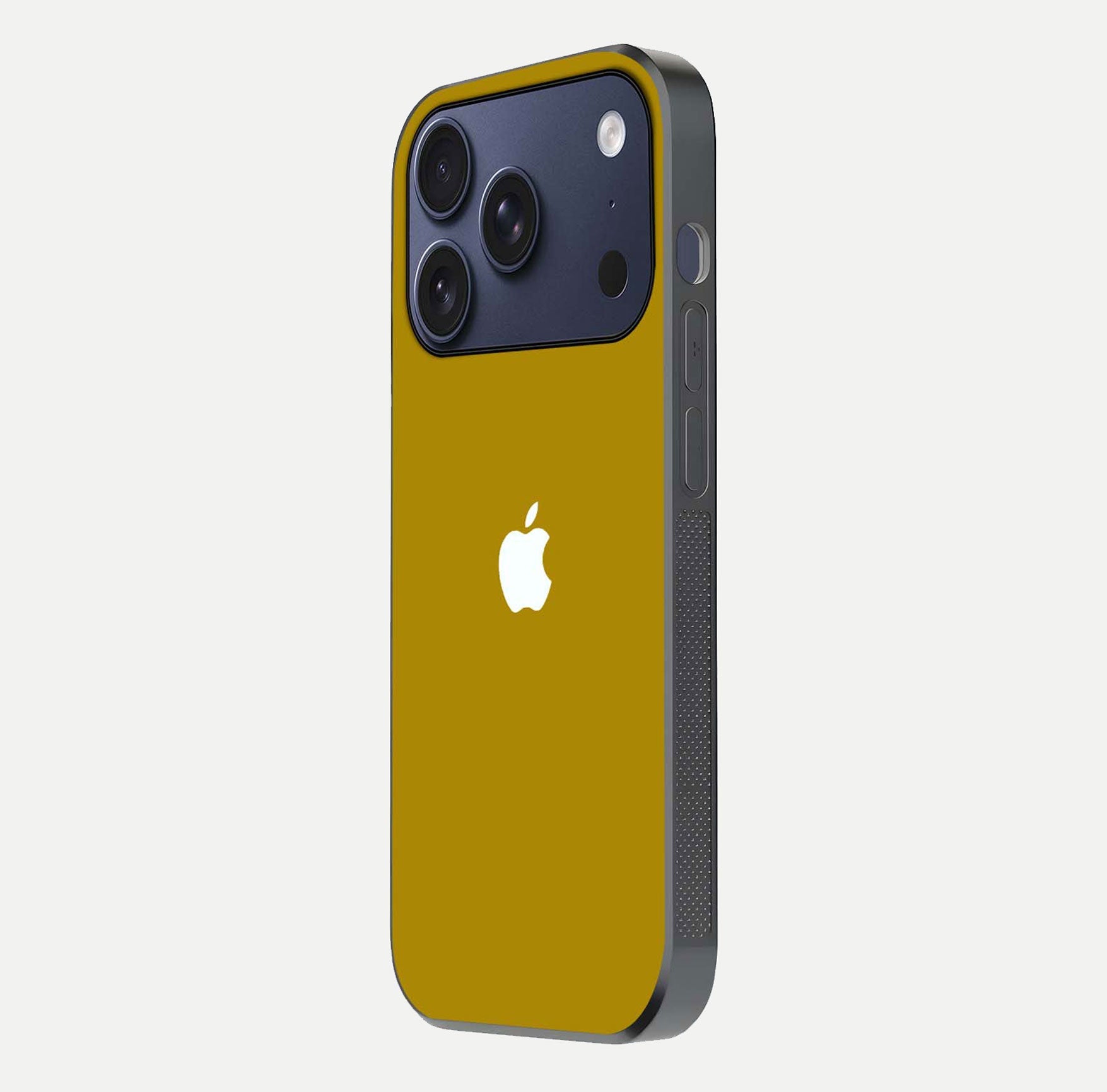 Golden Luxe Aura Glass Case for iPhone 17 Pro side-angle image showing reflection clarity and aura glow