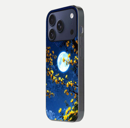Golden Night Glow Glass Case for iPhone 17 Pro side-angle image showing reflection clarity and elegant golden tone
