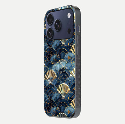 Golden Wave Luxe Glass Case for iPhone 17 Pro side-angle image showing reflection clarity and polished finish
