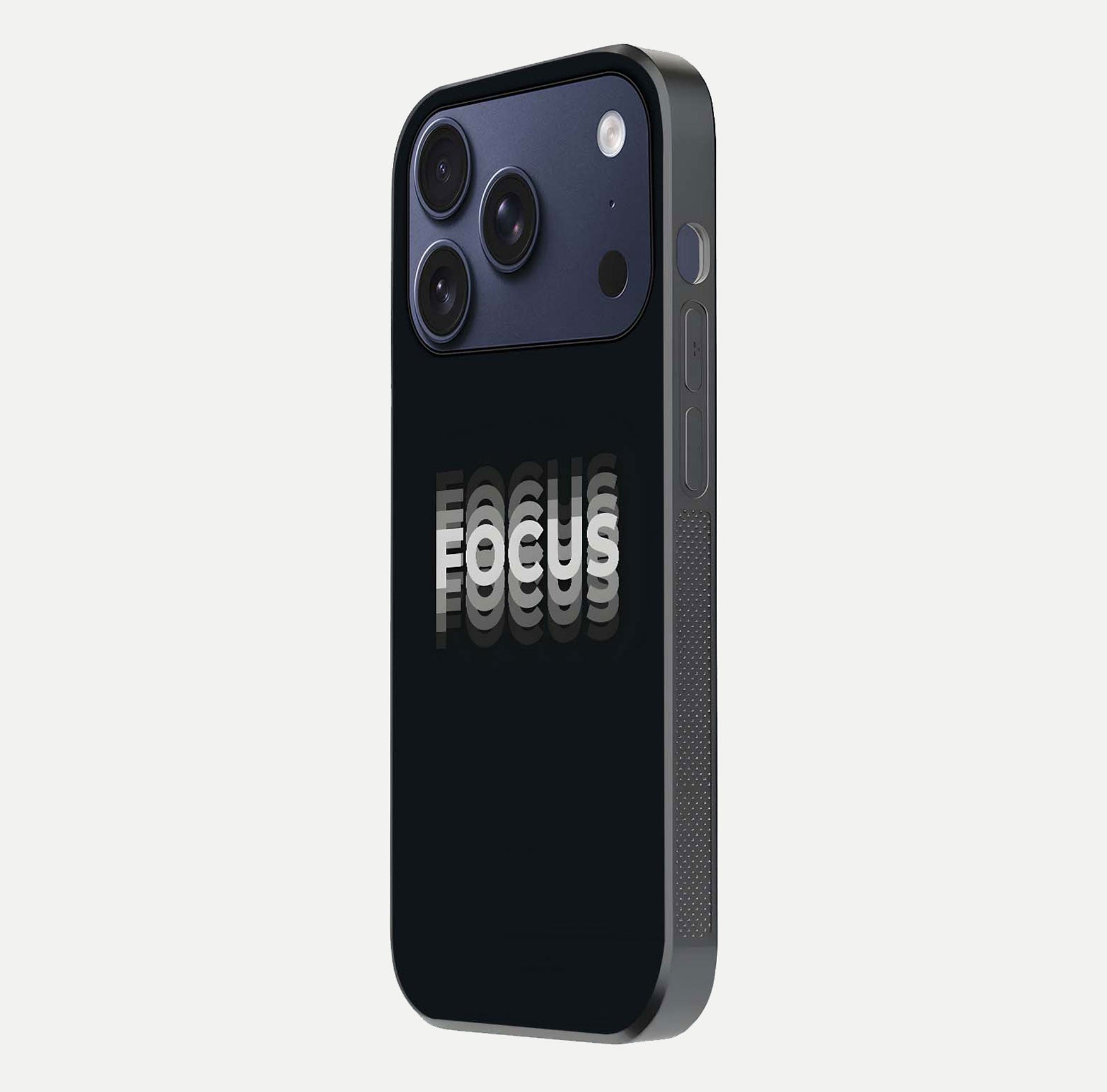 Mono Focus Vision Glass Case for iPhone 17 Pro side-angle image showing smooth reflection and minimal tones