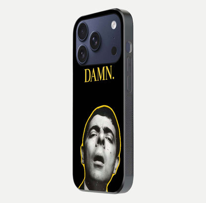 Mr Bean Damn Glass Case for iPhone 17 Pro side-angle image emphasizing HD print clarity and playful theme