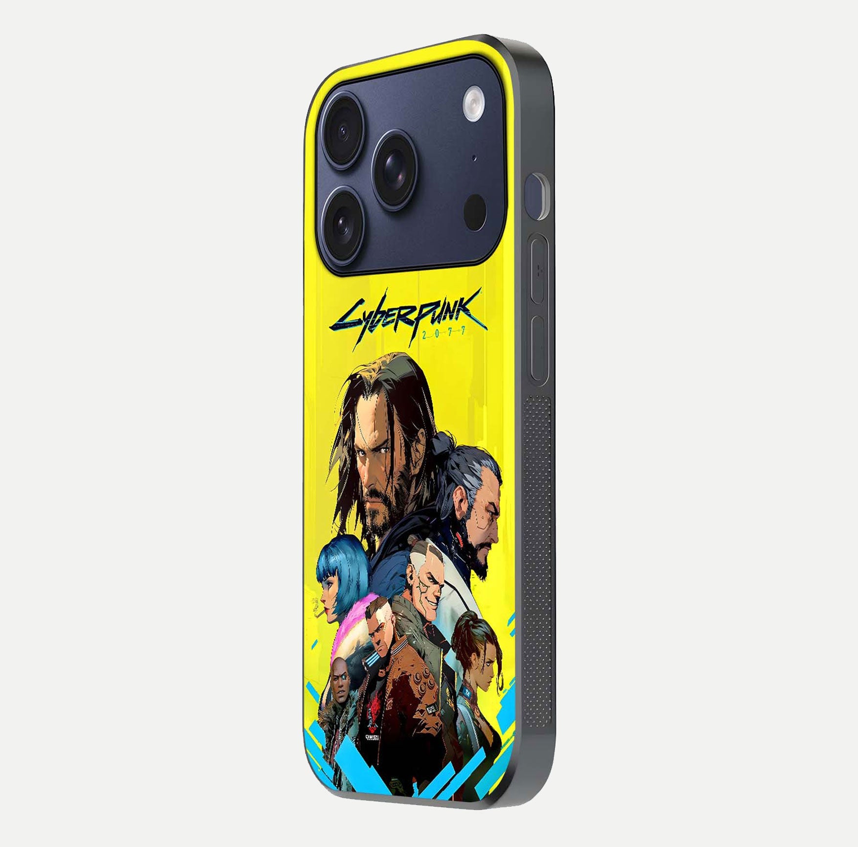 Neon Rebel Genesis Glass Case for iPhone 17 Pro side-angle image showing gloss surface and sharp neon tone