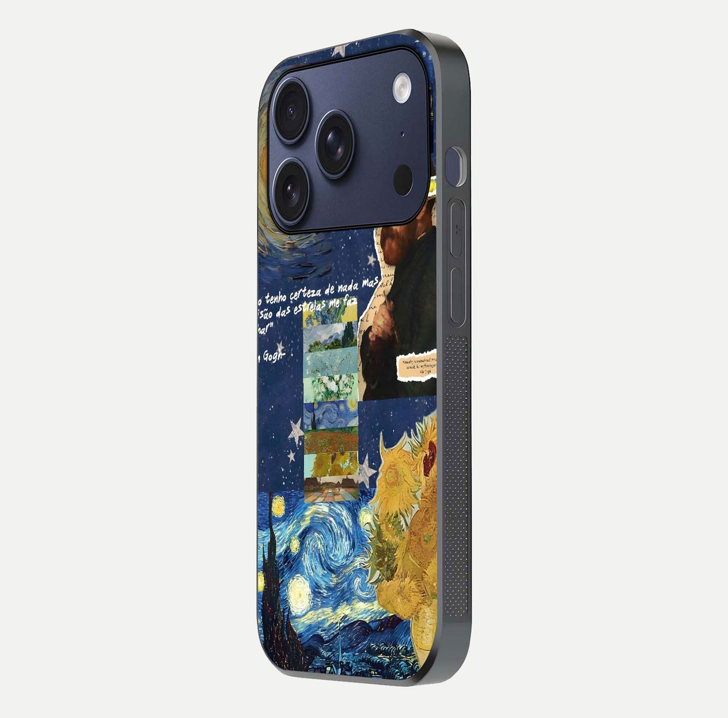 Starry Dream Vision Glass Case for iPhone 17 Pro side-angle image showing reflection and cosmic gradient tones