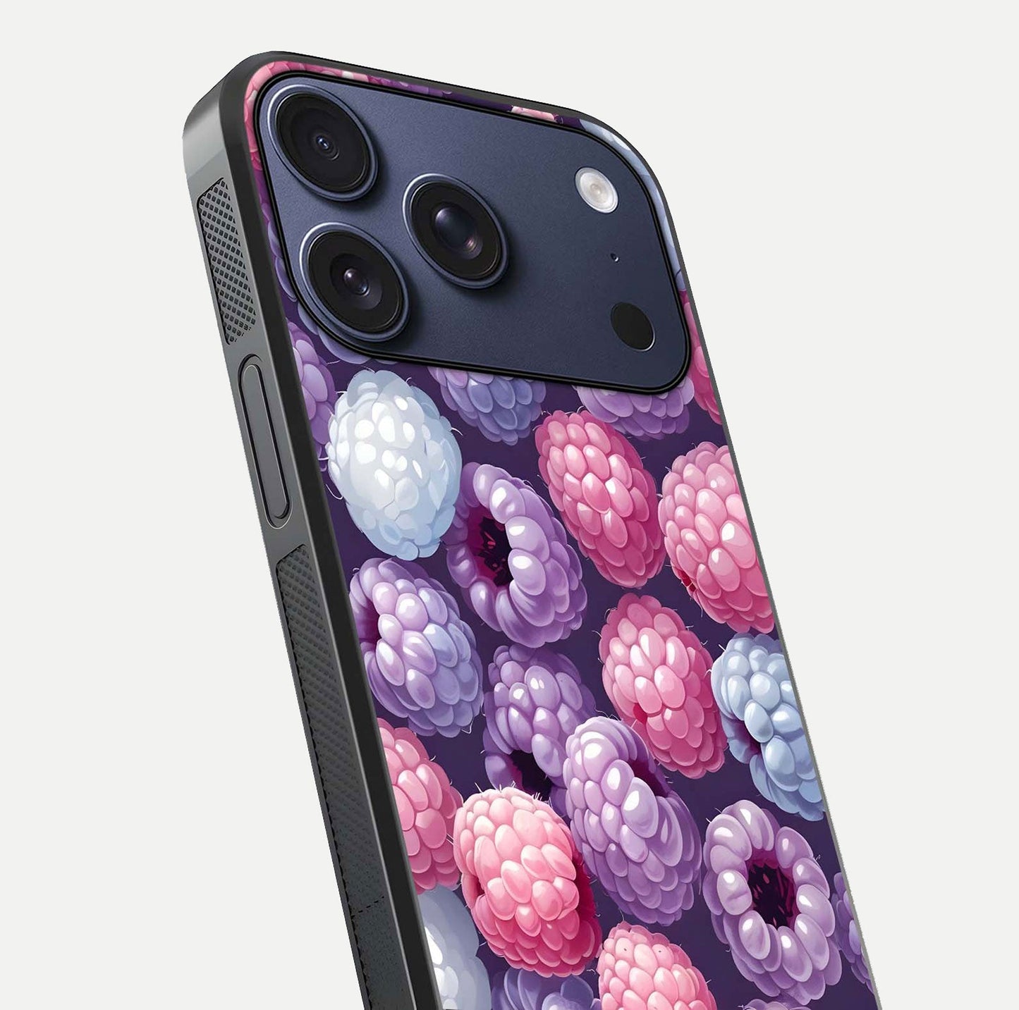 Berry Candy Pop Glass Case for iPhone 16 Pro close-up shot revealing candy-style texture and reflective surface