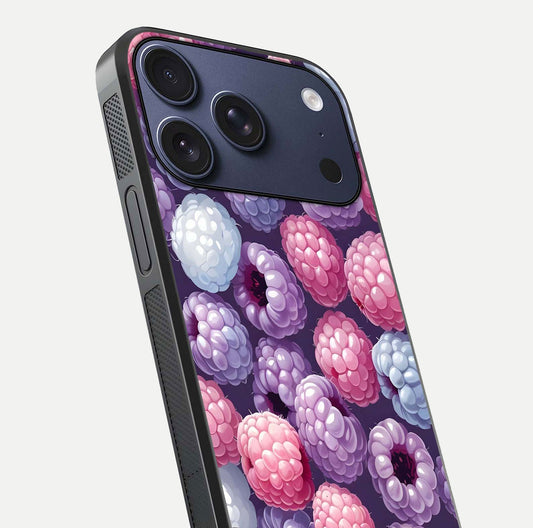 Berry Candy Pop Glass Case for iPhone 17 Pro close-up shot revealing candy-style texture and reflective surface