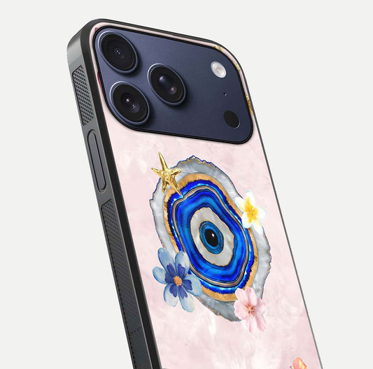 Divine Aura Bloom Glass Case for iPhone 17 Pro close-up highlighting flower glow and reflection tone