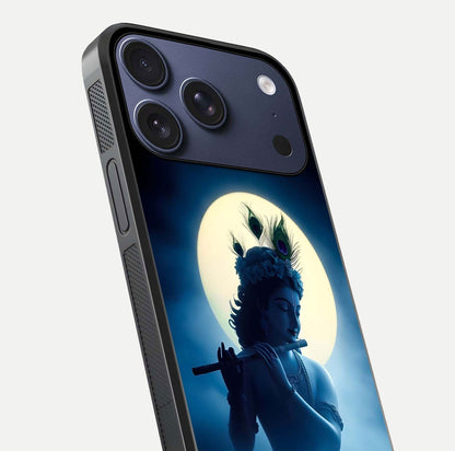 Divine Moon Flute Glass Case for iPhone 17 Pro close-up highlighting flute detail and reflection shine