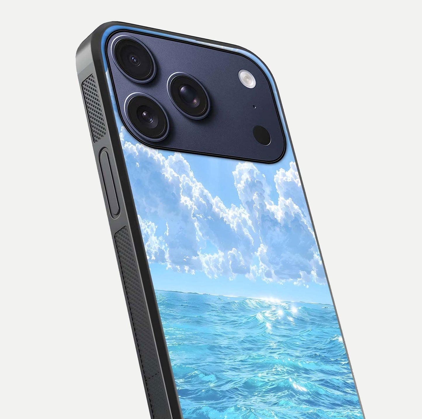 Endless Ocean Horizon Glass Case for iPhone 17 Pro close-up highlighting water texture and reflection shine