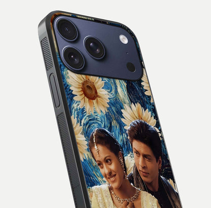 Eternal Love Story Glass Case for iPhone 17 Pro close-up highlighting couple detail and light reflection