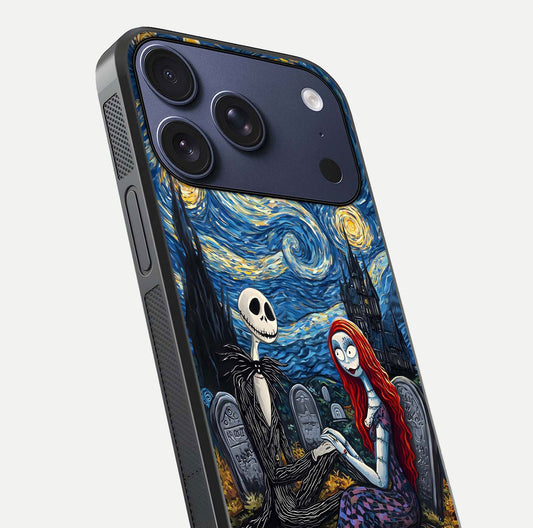 Eternal Night Love Glass Case for iPhone 17 Pro close-up highlighting stars and reflection glow