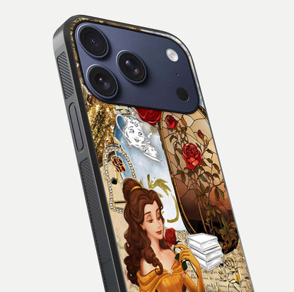 Golden Dream Belle Glass Case for iPhone 17 Pro close-up angled shot showing gradient tones and reflection polish