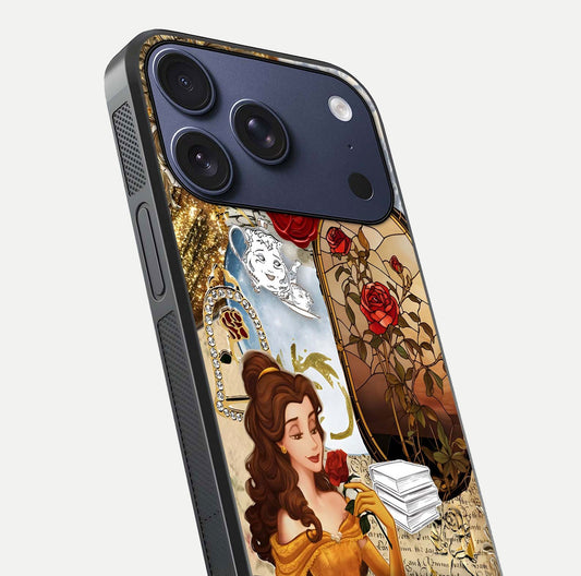 Golden Dream Belle Glass Case for iPhone 17 Pro close-up angled shot showing gradient tones and reflection polish