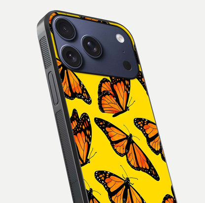Golden Wing Flight Glass Case for iPhone 17 Pro close-up angled shot showing metallic wing texture and shine detail