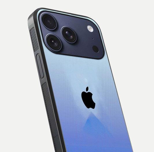 Gradient Apple Vibe Glass Case for iPhone 17 Pro close-up angled shot showing color transition and reflection brightness