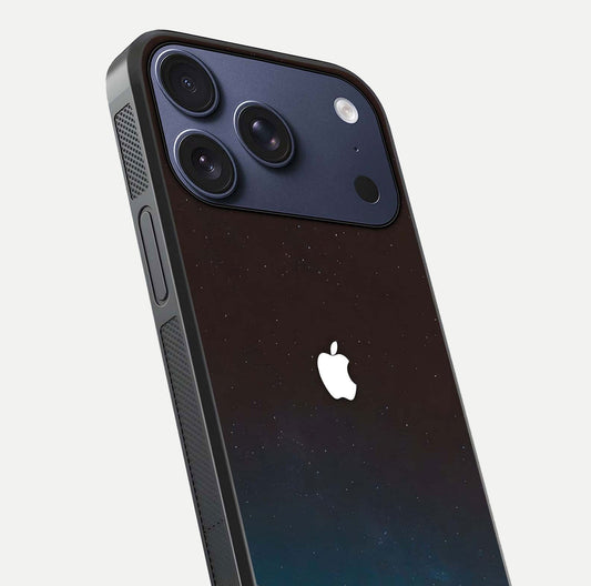 Green Emerald Apple Logo Glass Case for iPhone 17 Pro close-up angled shot showing color depth and reflection clarity