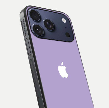 Lavender Soft Minimal Glass Case for iPhone 17 Pro close-up angled shot showing clean color texture and shine