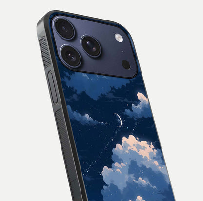 Moon Dream Haze Glass Case for iPhone 17 Pro close-up angled shot showing moon reflection and subtle glow