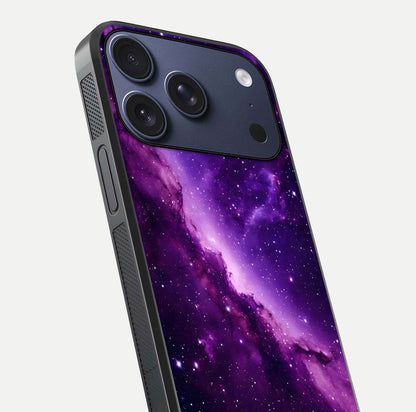 Purple Shade Sky Glass Case for iPhone 16 Pro close-up angled shot highlighting color gradient and reflection