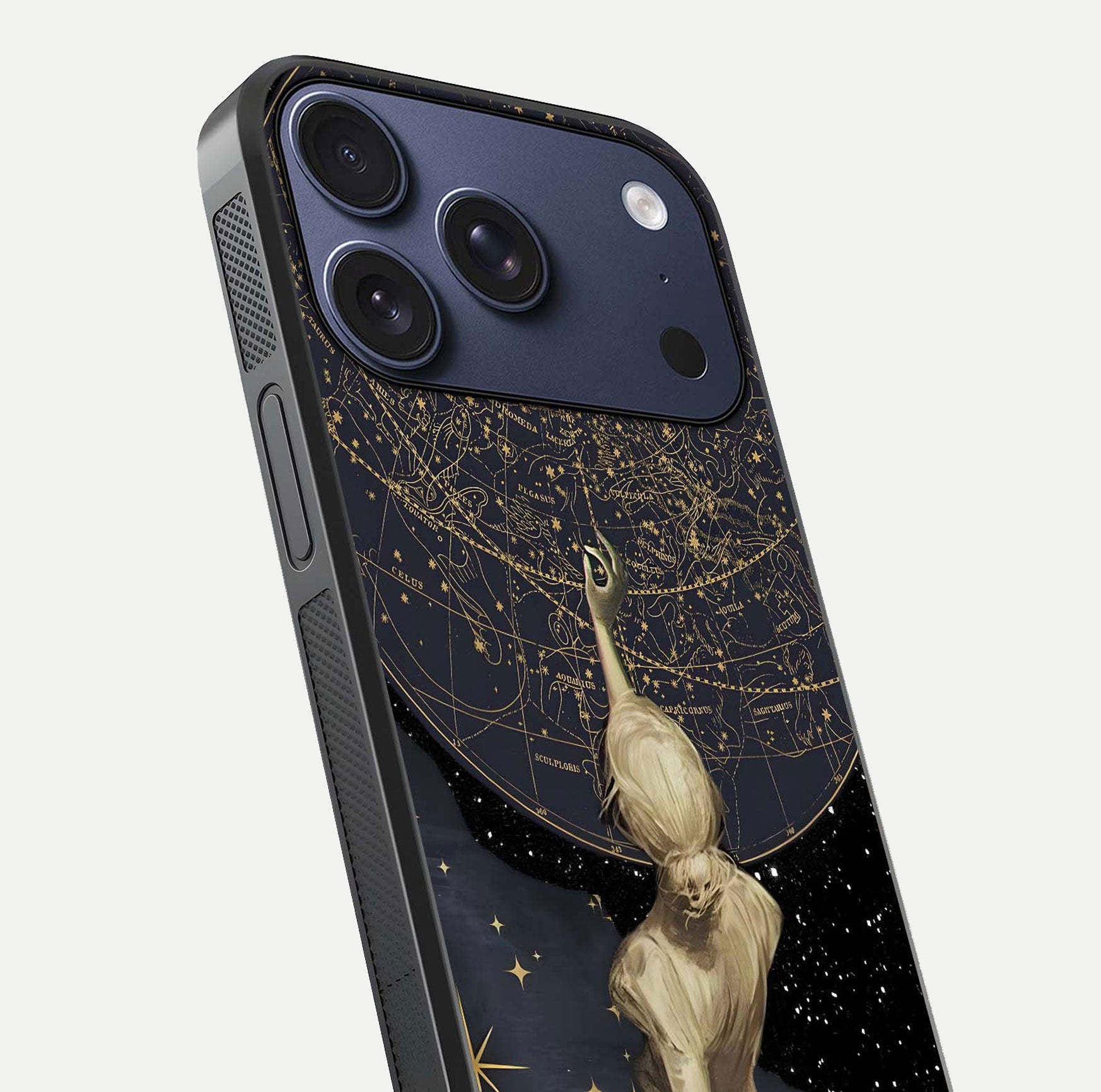 Taylor Swift Girl Glass Case for iPhone 17 Pro close-up angled shot highlighting texture and HD reflection