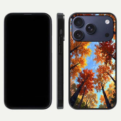 Autumn Sky Rise Glass Case for iPhone 16 Pro front and back layout showing sky print and edge smoothness