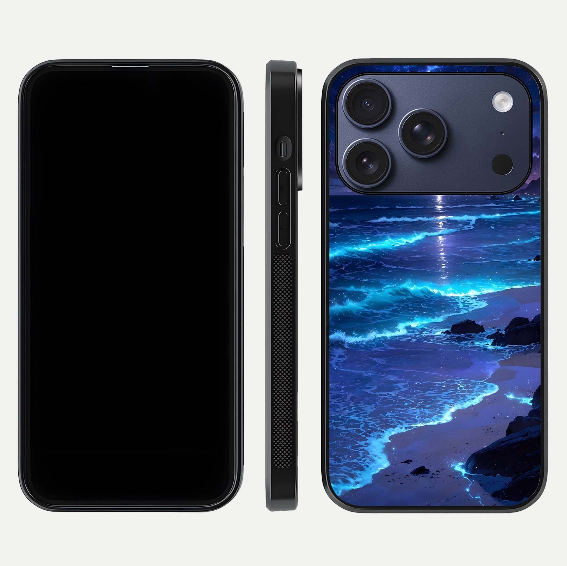 Classic Damn Look Glass Case for iPhone 17 Pro dual-view layout showing design clarity and glass polish