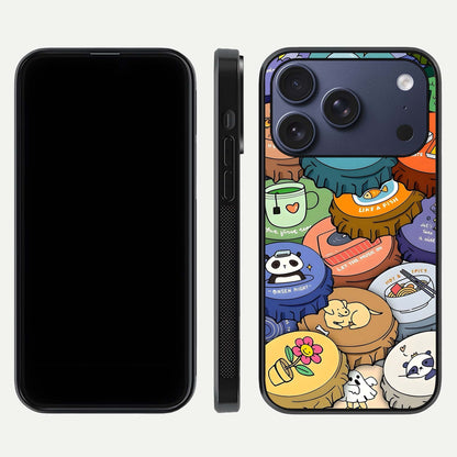 Coins Patterns Glass Case for iPhone 17 Pro dual-view layout displaying elegant art and glass clarity